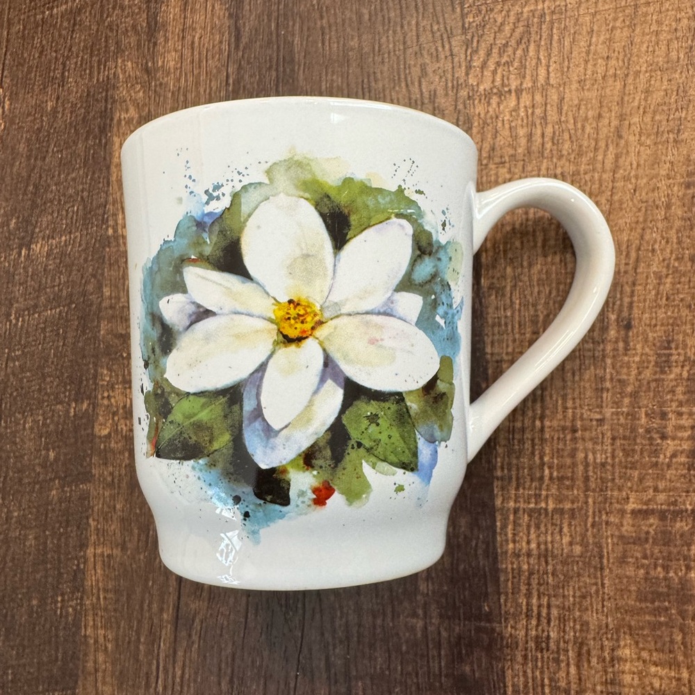 Floral White Ceramic Mug